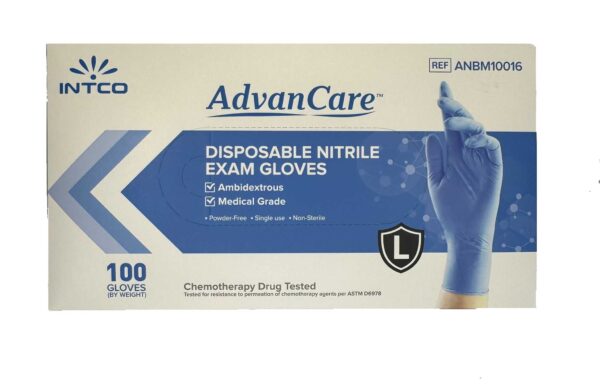 Advancare Disposable Nitrile Exam Gloves Large